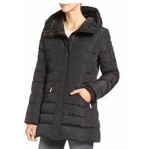 MICHAEL Michael Kors Down Feather Women's Black Hooded Puffer Coat Jacket Size S
